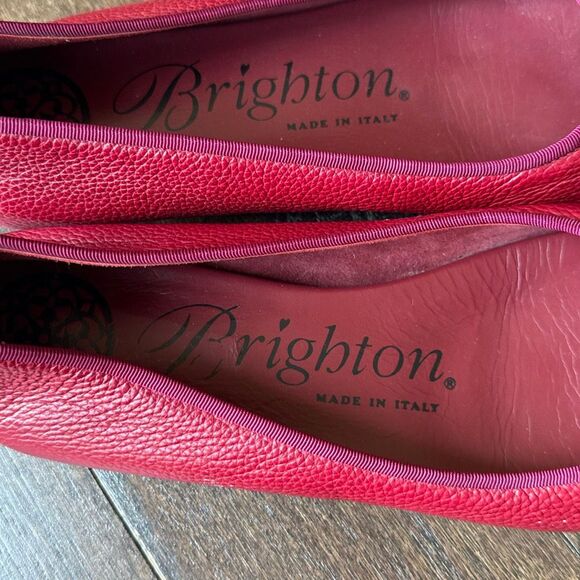 Brighton Aleta Ballerina flats shoes women’s size 7 lipstick red pebbled leather - Picture 3 of 9